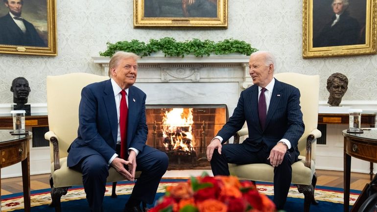 President Joe Biden meets with President-elect Donald Trump in the...