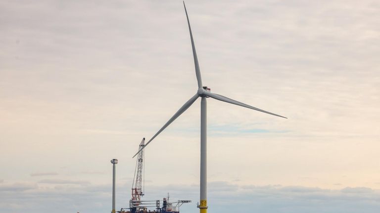 A wind turbine at the South Fork Wind Farm in...