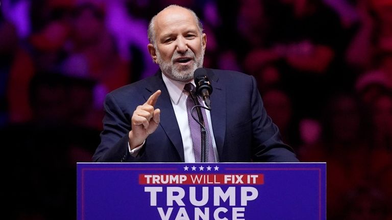 Howard Lutnick speaks at a campaign rally at Madison Square...