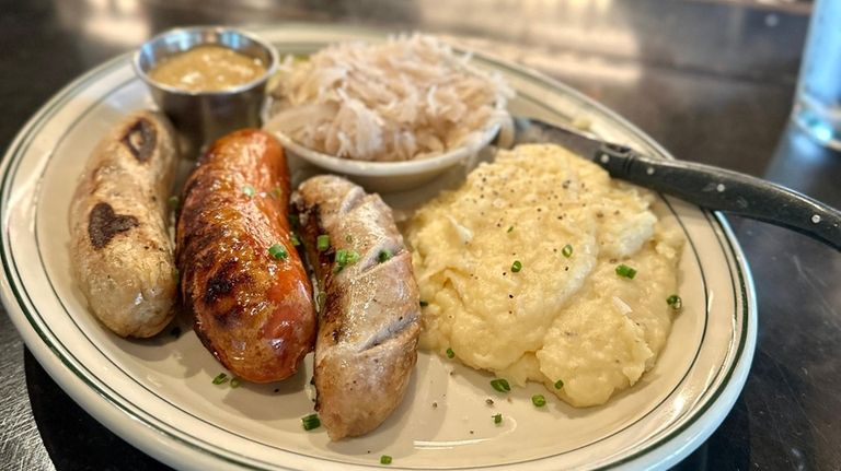 The wurst platter at Shippy's in Southampton features knockwurst, bratwurst...