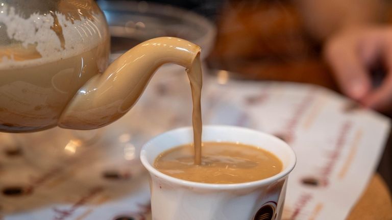 Mofawar, Yemeni spiced coffee with evaporated milk, at Qahwah House in...