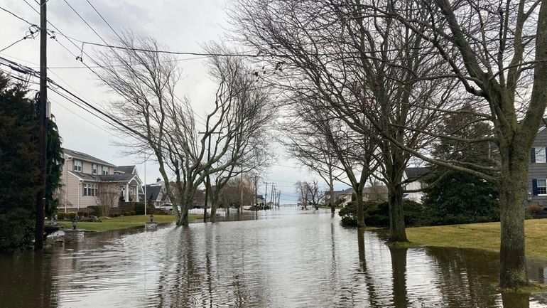 A photo of past flooding on Eaton Lane, taken from...