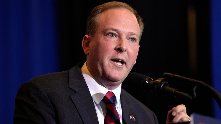 Former Rep. Lee Zeldin, R-N.Y., speaks at a rally in...