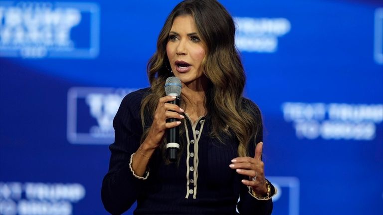 South Dakota Gov. Kristi Noem speaks before Republican presidential nominee...