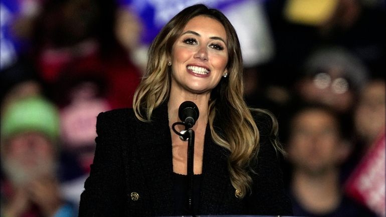 Alina Habba speaks before Republican presidential nominee former President Donald...