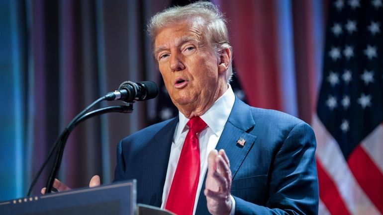 President-elect Donald Trump speaks during a meeting with the House...