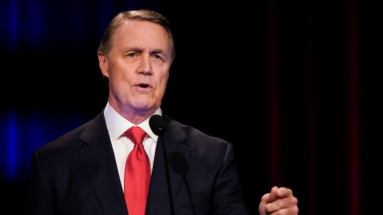 Former Sen. David Perdue speaks during a gubernatorial Republican primary...