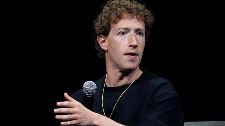 Mark Zuckerberg, chief executive officer of Meta, makes a point...