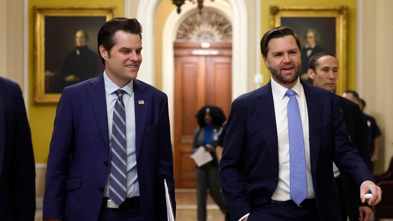 Former U.S. Rep. Matt Gaetz, R-Fla., left, who had been...