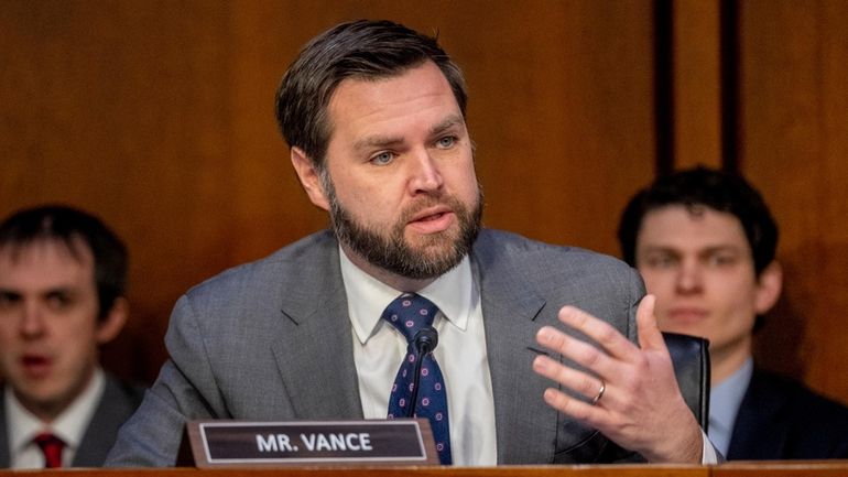 Sen. J.D. Vance, R-Ohio, speaks during a Senate Banking Committee...